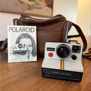 Vintage Polaroid OneStep SX-70 White Rainbow Stripe Instant Film Camera